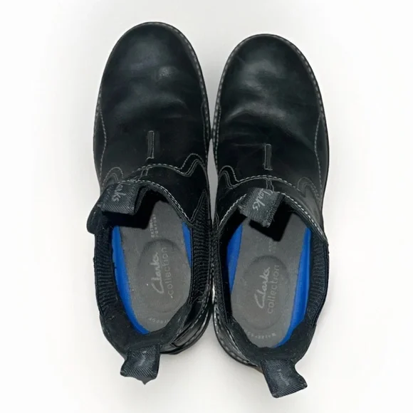 Clarks Black Leather Chelsea Boots with Durable Sole